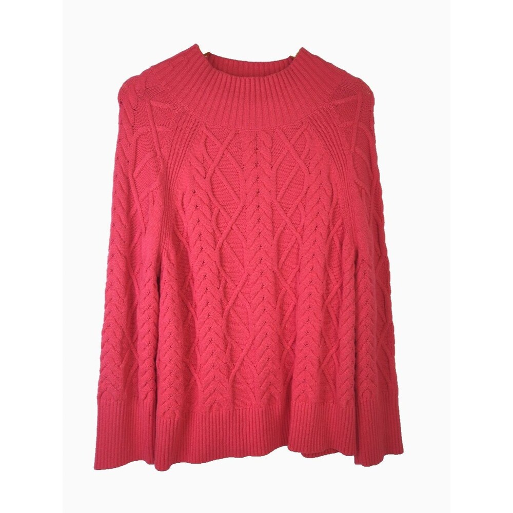 Talbots Peach Orange Mock neck Cable Knit Sweater Capsole Womens Plus Size 2x